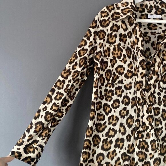 Mob Wife Tunic Dress EQUIPMENT Leopard Print Cotton Effortless French Chic - Picture 4 of 14